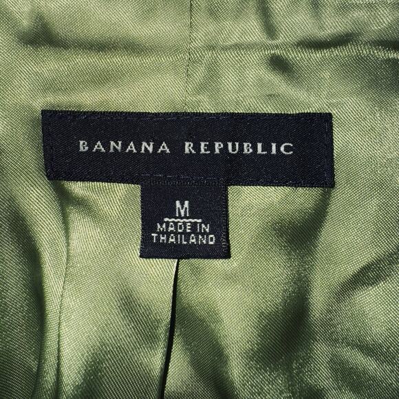 VTG 2004 Banana Republic MD Green Tweed Chenille Blazer Wool Jacket Coat Preppy - Picture 6 of 8